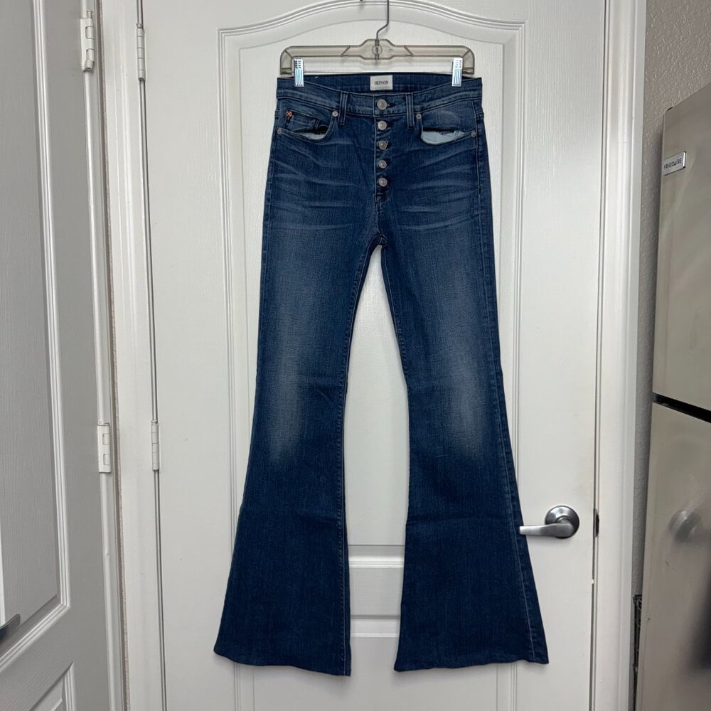 Hudson Jodi High Rise Flare Jeans – Size 28 Long – Button Front – 32” Inseam